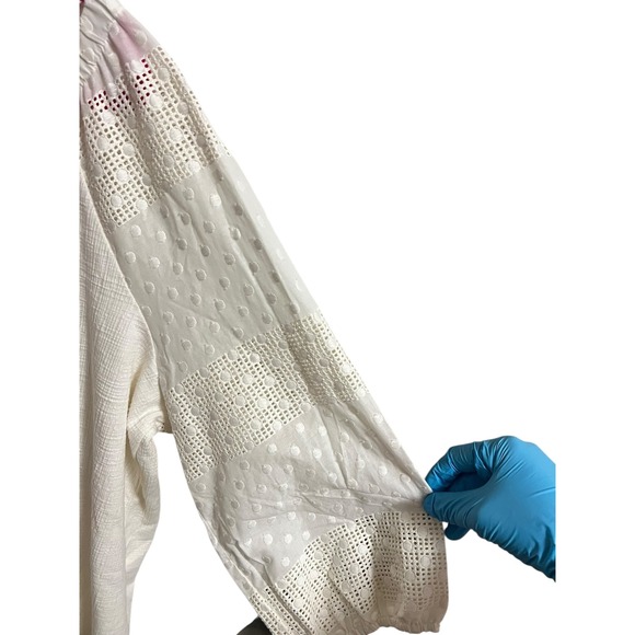 Talbots Cream Textured Peasant Blouse Womens Petite Plus 2X Cotton Blend Top - Picture 6 of 7